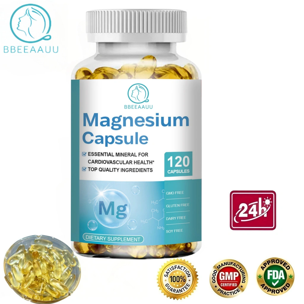 BBEEAAUU Magnesium Glycinate Capsules 500mg Relieve Nerve Pressure and Muscle Contraction and Maintain Bone Health Boost Immune Function Diteary Supplement 120pcs Meringankan Tekanan Menjaga Kesehatan Tulang Meningkatkan Fungsi Kekebalan Tubuh
