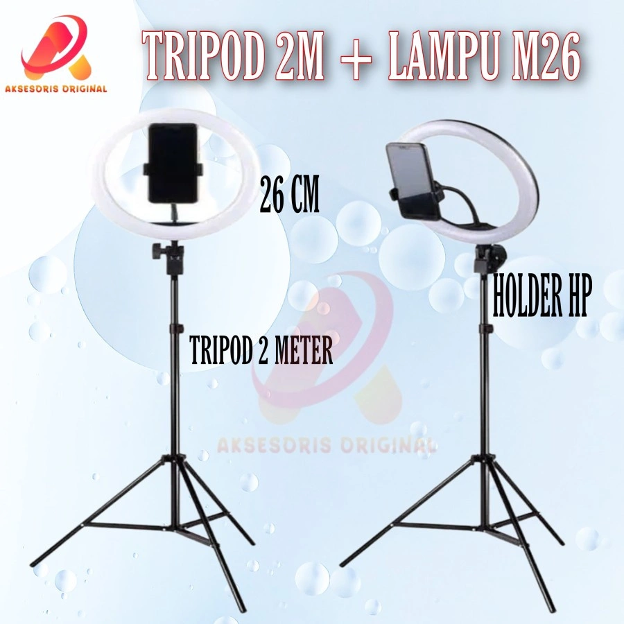 26CM Ring Light LED 26 with Grip Tripod 210 CM 2.1 M Lampu Vlog TikTok