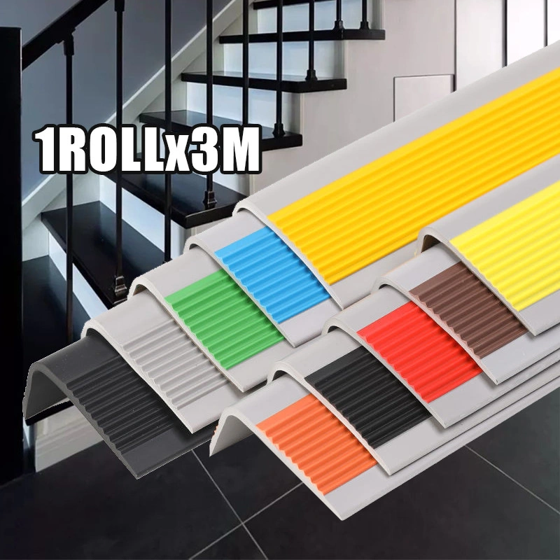 Step Nosing Tangga Siku Anti Selip - 1Roll 3M/1M Lis Tangga PVC Type L 3CM/5CM, Dilengkapi Perekat 3M, Stair Sticker | COD