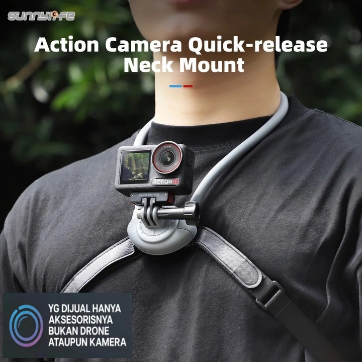 Sunnylife Neck Mount Holder Bracket with Body Strap GoPro 13 Action 5 Pro Insta360 GO 3S