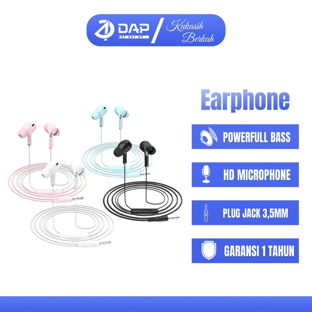 Headset DAP DH-F6 Wired Stereo Earphone Bass Android iPhone Original - 1 PCS