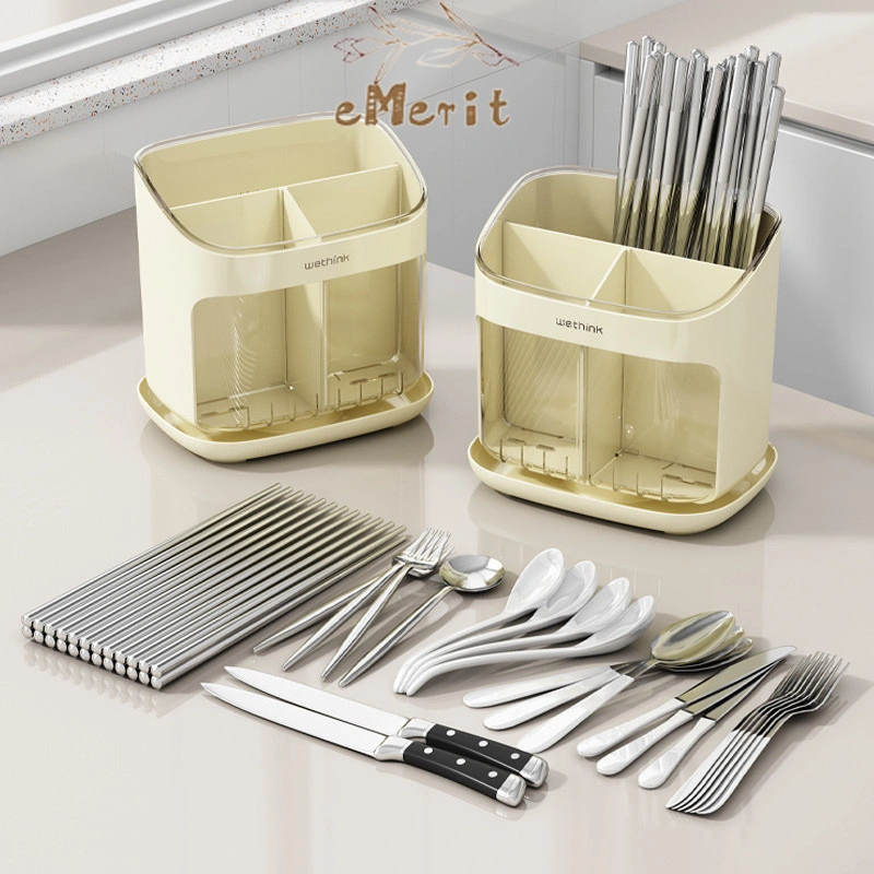 Tempat Sendok Garpu Perapi Sendok Minimalis Cutlery Rack Sumpit Aesthetic Rak Garpu Transparan Organizer