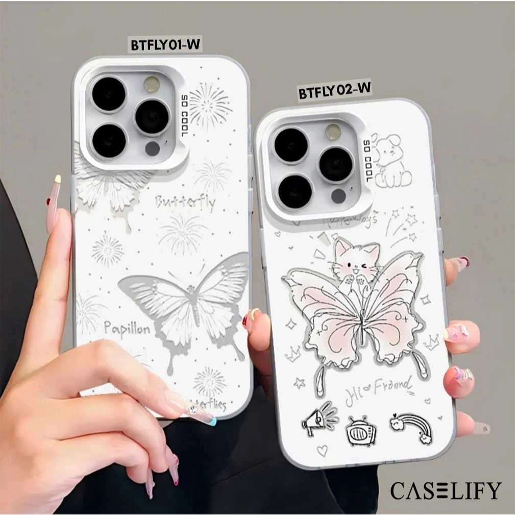 CASELIFY all type case iphone x xr xs max 7 8 11 12 13 14 15 16 pro max plus samsung oppo vivo xiaomi redmi realme infinix poco huawei casing cover silikon ponsel hp softcase hardcase softcase anti crack kuning shock imd butterfly