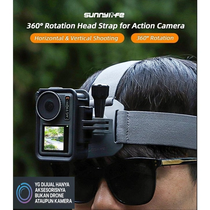 Sunnylife 360 Degree Rotation Head Mount Strap Insta360 GoPro Action