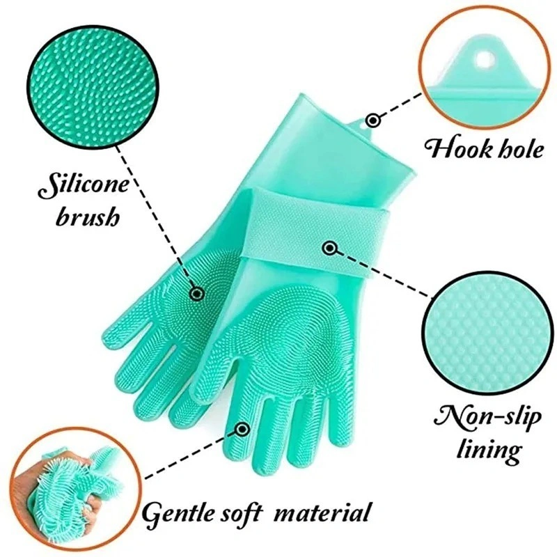 Sarung Tangan Cuci Piring RIK1124 Bahan Silicon Sarung Tangan Karet Serbaguna Tahan Panas Reusable Silicone Dishwashing Gloves Keren