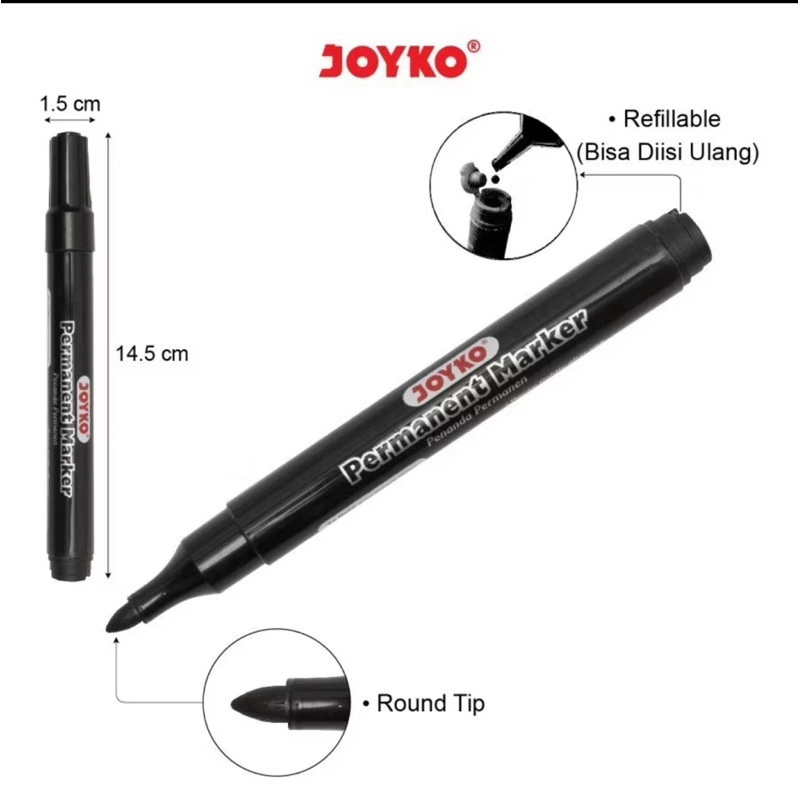 Spidol Permanent Marker PM-34RF Joyko - 1 PCS