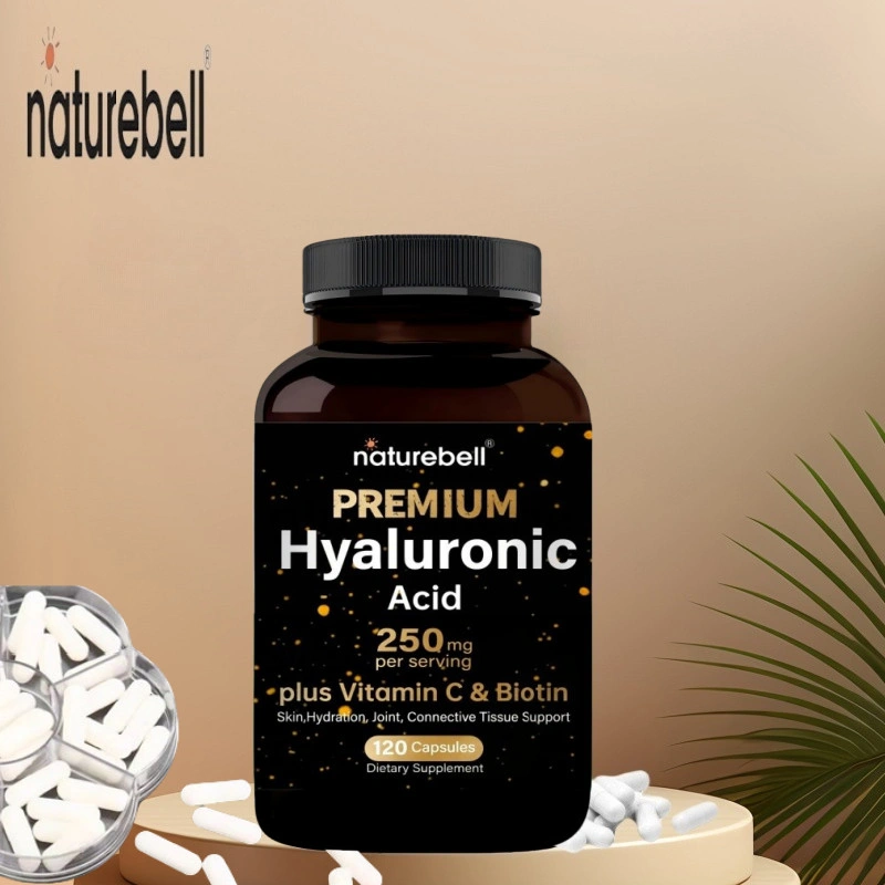 natureBell Hyaluronic Acid 120 Capsules Dietary Supplement, 250 mg per serving, plus Vitamin C & Biotin, Skin, Hydration, Joints, Connective Tissue Support