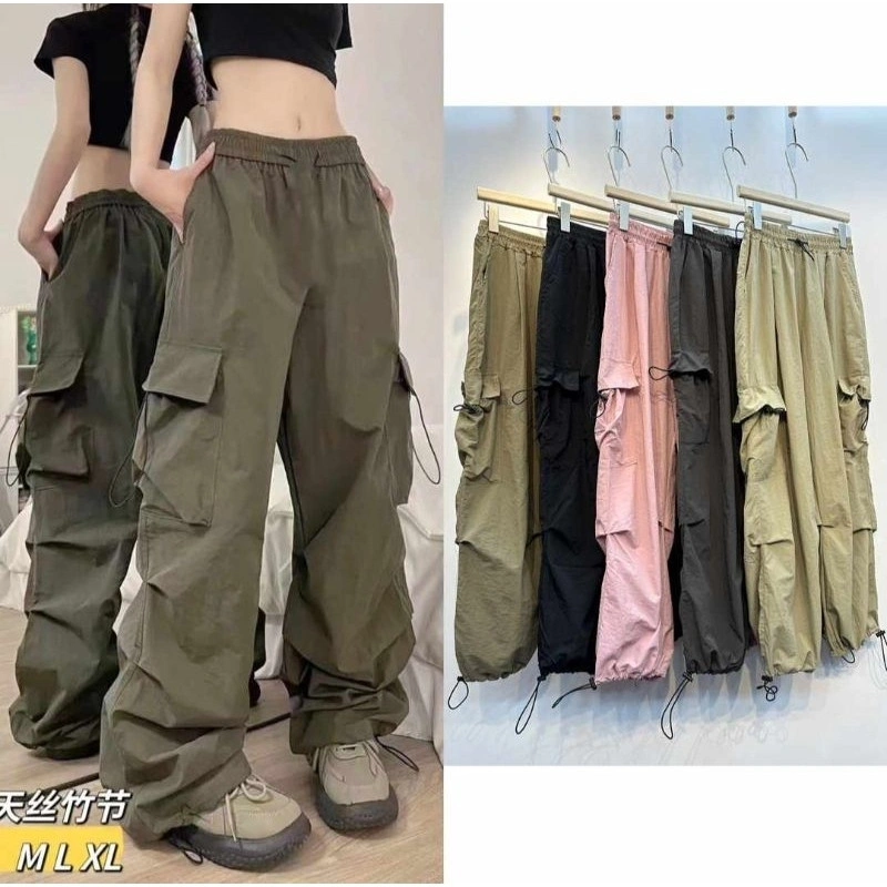 CELANA JOGGER RIK1124 ROSE CARGO KATUN TWISTCONE / CULLOTE CARGO BLACKPINK / CELANA LALALISA -PN KEREN