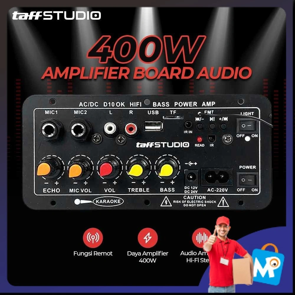 TaffSTUDIO Amplifier Board Audio Bluetooth USB FM Subwoofer DIY 400W - D10OK