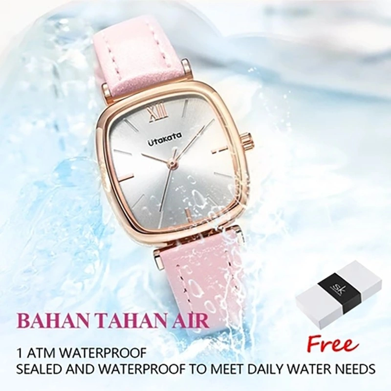 Memberikan hadiah/Jam Tangan Wanita Anti Air Original Kekinian Import Kecil Murah Terbaru 2024 Kece Dan Elegan Original Korea Rantai Dial Persegi Dan Tali Kulit Lembut