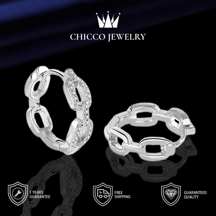 Anting wanita dengan batu zirconia cincin U mewah ringan desain elegan dan modis hoop berlubang berbentuk bulat aksesori dengan rasa mewah dan kepribadian CHICCO JEWELRY anti luntur anti perubahan warna garansi 1 tahun COD 119