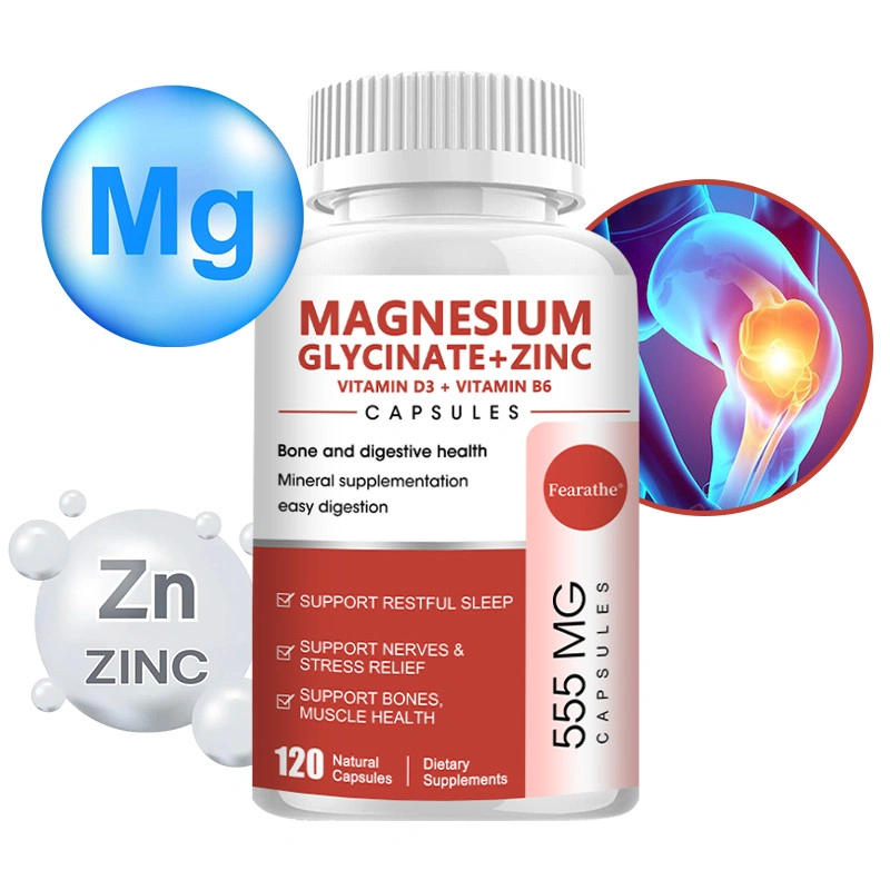 Magnesium Glycinate + Zinc, Vitamin 3, B6 untuk kesehatan tulang dan pencernaan, mendukung kesehatan jantung