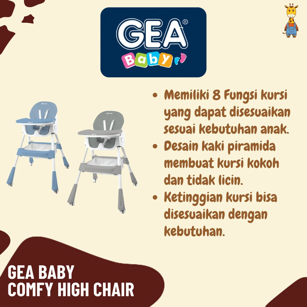 GEA GHC200 Comfy 8 Multifunction Convenient High Chair - Baby Feeding Chair - Meja Makan Anak