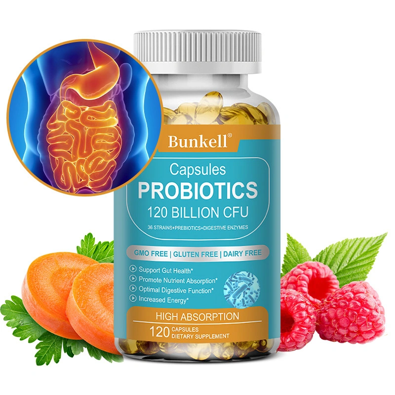 Probiotik 120 Miliar CFU 36 Strain dengan Prebiotik & Enzim Pencernaan Untuk Pria dan Wanita, Pelepasan Terarah, Probiotik Stabil di Rak untuk Kesehatan Pencernaan Usus, Gas & Kembung, Dukungan Kekebalan