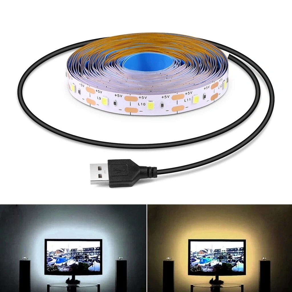 DC 5V USB Lampu Backlight TV LED Strip 2835 Warm White Light Cermin Ambient Backlight Dekorasi Ruang