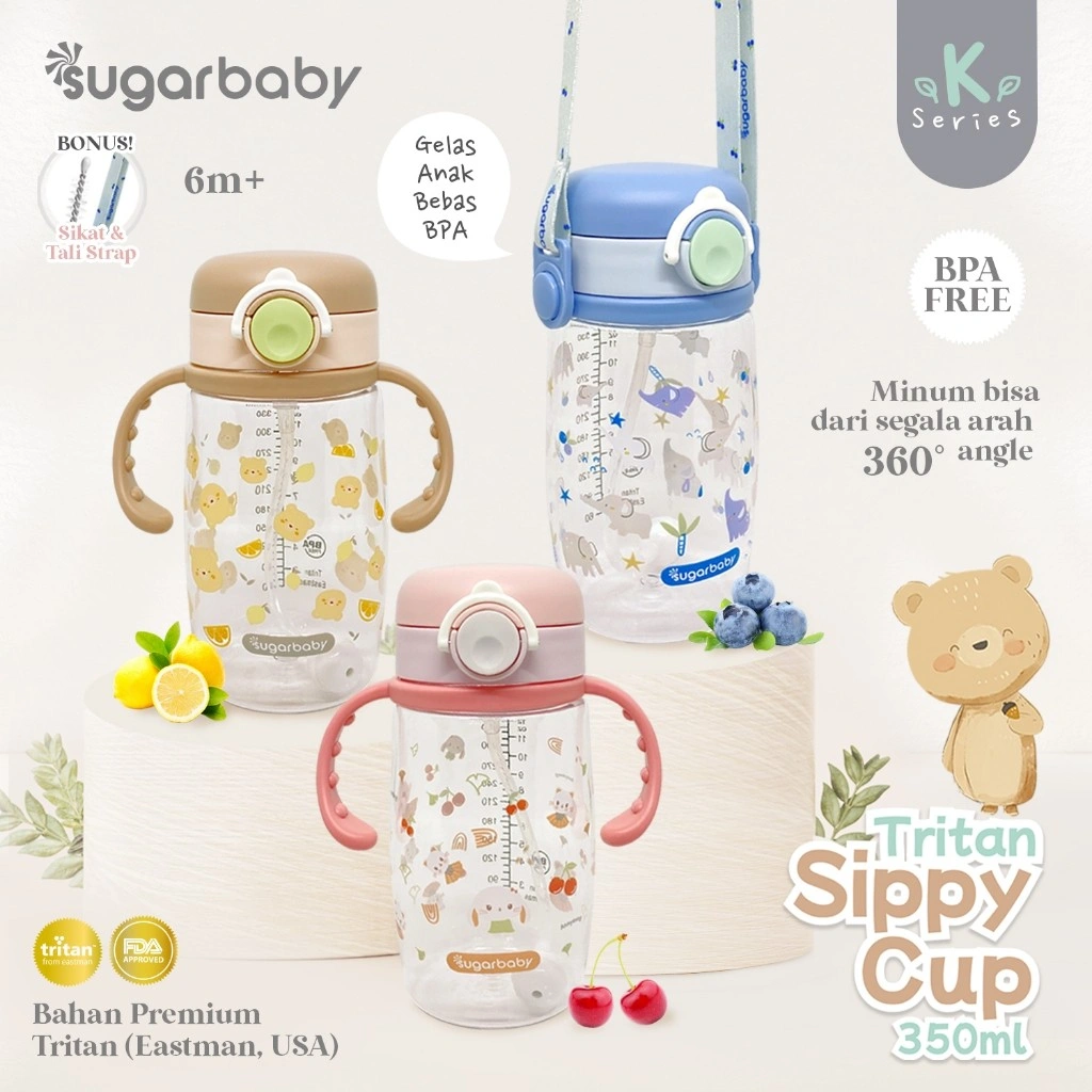 Sugar Baby Tritan Sippy Cup K Series 350ml/Botol Minum Bayi Bebas BPA/Botol Anak Anti Tumpah/Gelas Anak