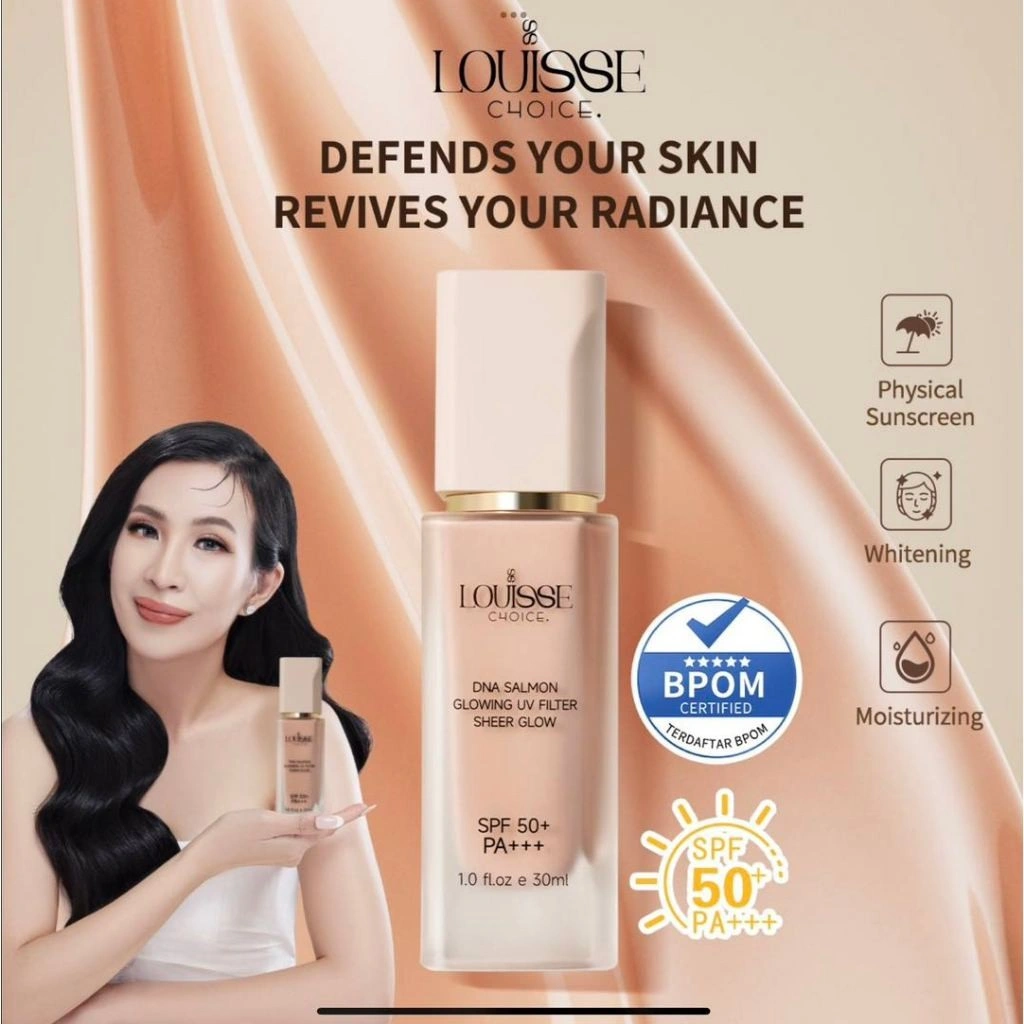 [VO] LOUISSE CHOICE DNA Salmon Glowing UV Filter Sheer Glow SPF 50+ PA+++ 30ml Physical Sunscreen Whitening and Repairing Moisturizing BPOM