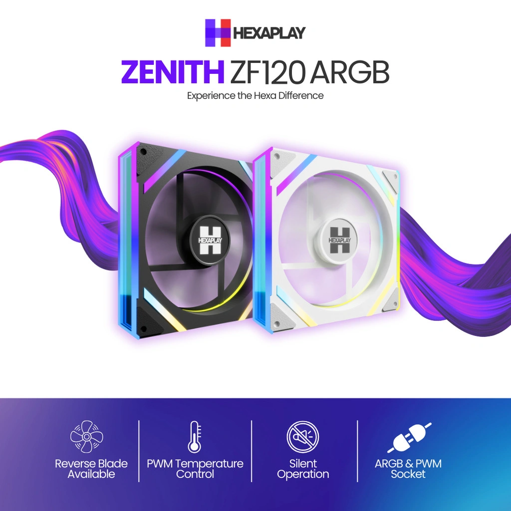 Fan Casing 12CM ARGB HEXAPLAY ZENITH | Socket PWM | Kipas Casing PC Pendingin Komputer | ukuran 12CM