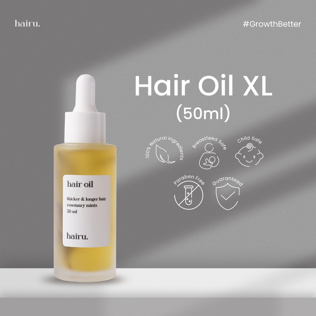 HAIRU Hair Oil XL Rosemary Olive Pria Wanita Anak Perawatan Rambut Rontok Tebal Aman Busui BPOM