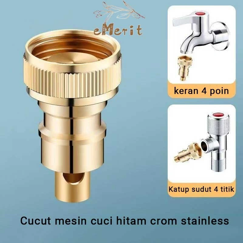Cucut Mesin Cuci Hitam Crom Stainless / Cucut Taman Cucuk Adapter Connector Kepala Head Kran Air Keran Anti Copot