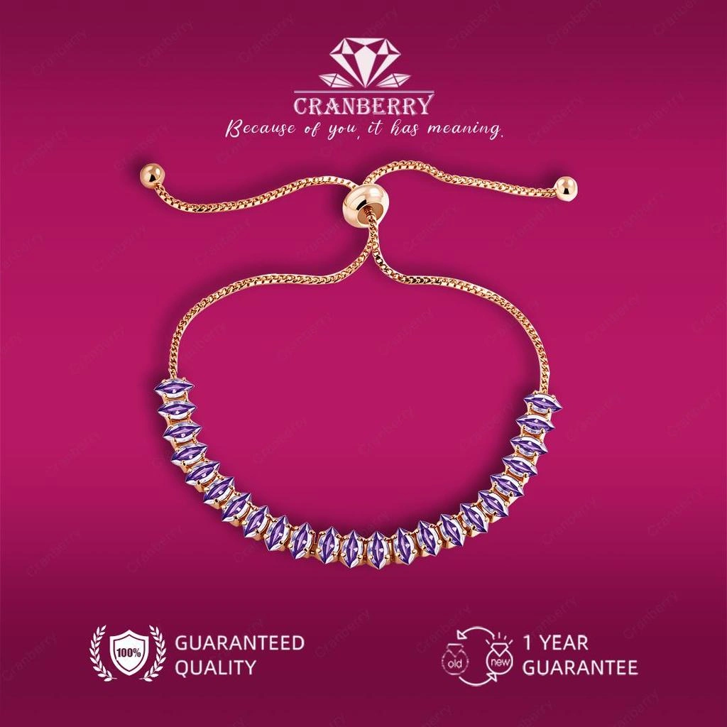 Gelang Wanita Cranberry Jewelry Premium Lapis Platinum Anti Luntur Anti Berubah Warna Garansi 1 Tahun Resmi Size Adjustable Kualitas Grade Terbaru Aksesoris Perhiasan Gelang Nikah Permata VVS1 Elegan COD B16