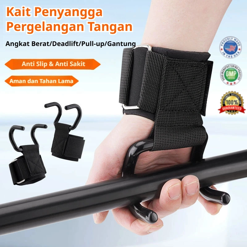 [Genggaman Kuat Anti Slip+Anti Sakit] Alat Bantu Pull-Up/Kait Pull-Up Gym Kait Latihan Deadlift/Strap Hook Sarung Tangan Model Grip Angkat Beban Berat Deadlift/ Straps Pull Up / Hook Pull Up Bar / Band Latihan Chin Up / Fitness Gear Home Gym
