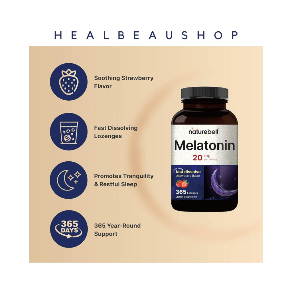 NatureBell Melatonin 20mg 365 Fast Dissolve Tablets Strawberry Flavor Original