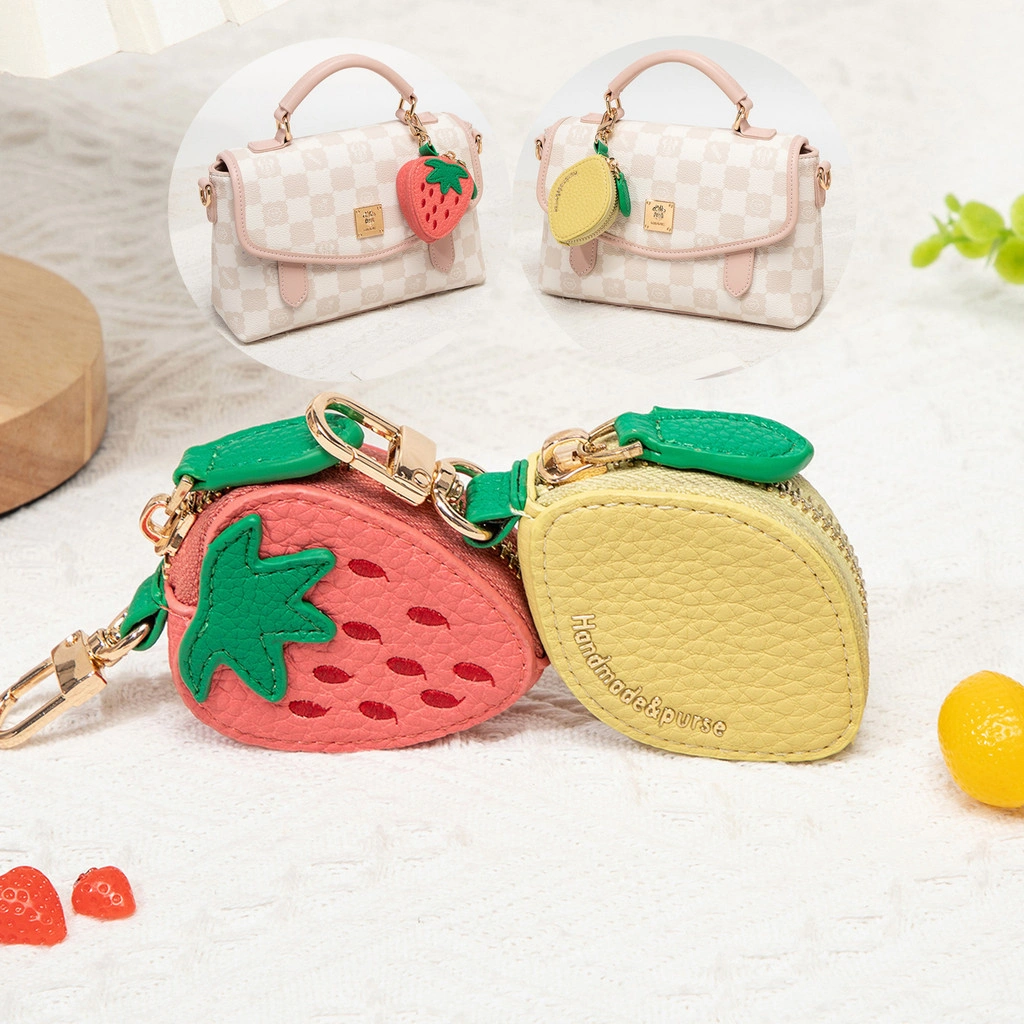 Cute Fruit Shaped Bag Charm Keychain, Earphone Case, Jewelry Pouch & Hanging Cute Coin Purse