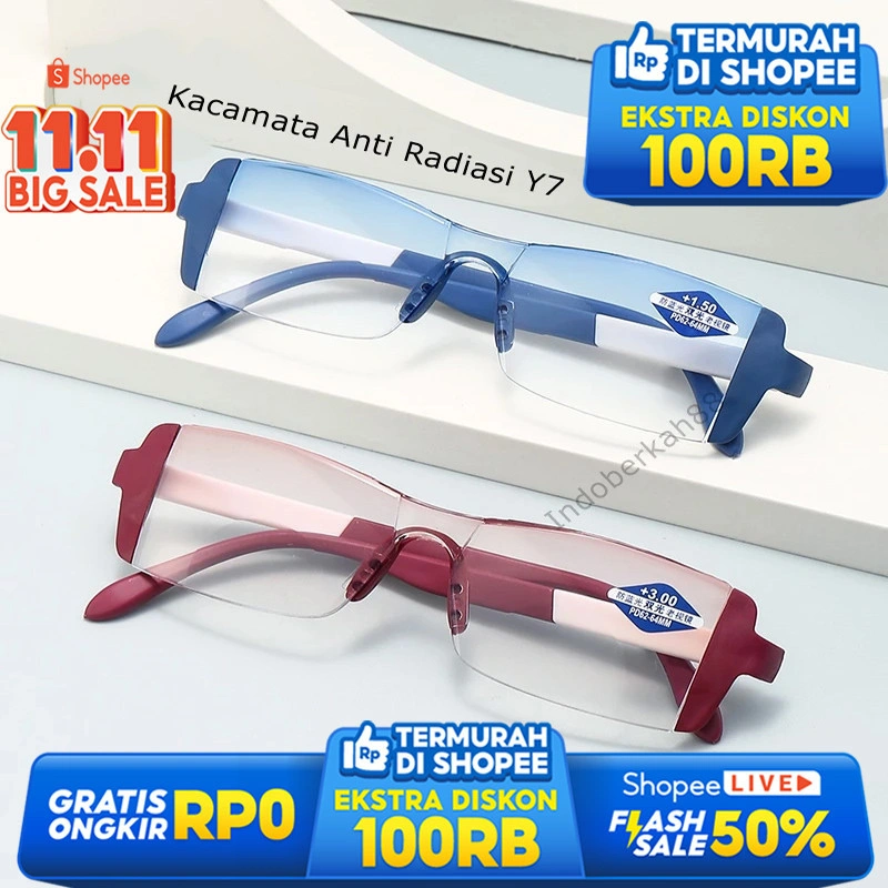 Kacamata Baca anti radiasi Original XH Anti radiasi laptop anti radiasi smartphone Y7 Lensa Baca dan Jalan double lens y7 kacamatatermurahindonesia