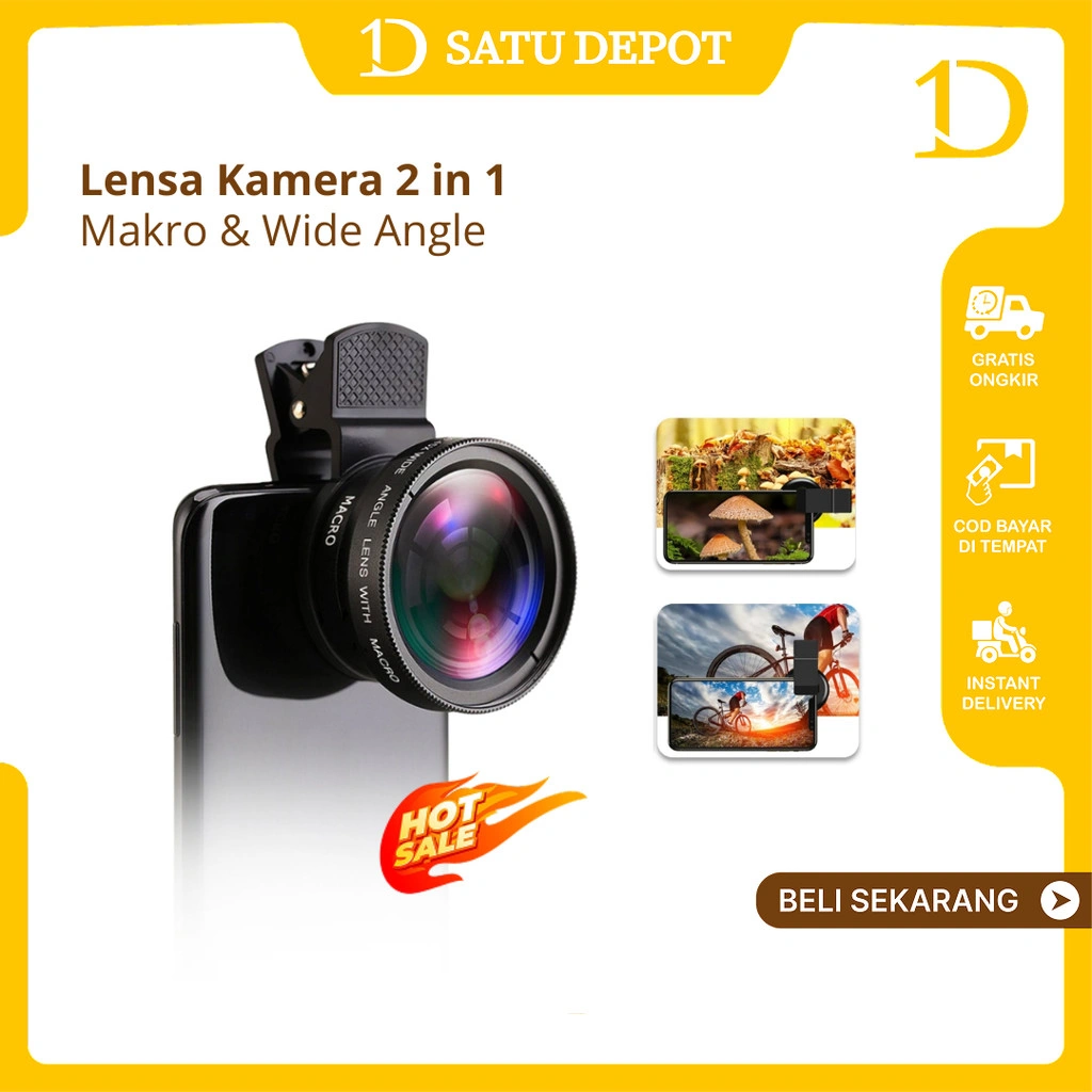 Furintama Lensa HP Aksesoris Klip HD Zoom Untuk Tele Pembesar Angle Dengan Super Wide Kamera Macro