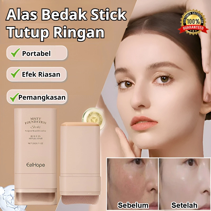 ❤️Beli 1 Gratis 1❤️Tahan Sepanjang Hari Stik Alas Bedak Concealer Ringan/Korea Flawless Eraser Foundation Stick/2in 1 Concealer Foundation Stick With Brush/High Cover Oil Control Moisturizing Meratakan Warna Kulit Makeup Skin Concealer Untuk Kulit