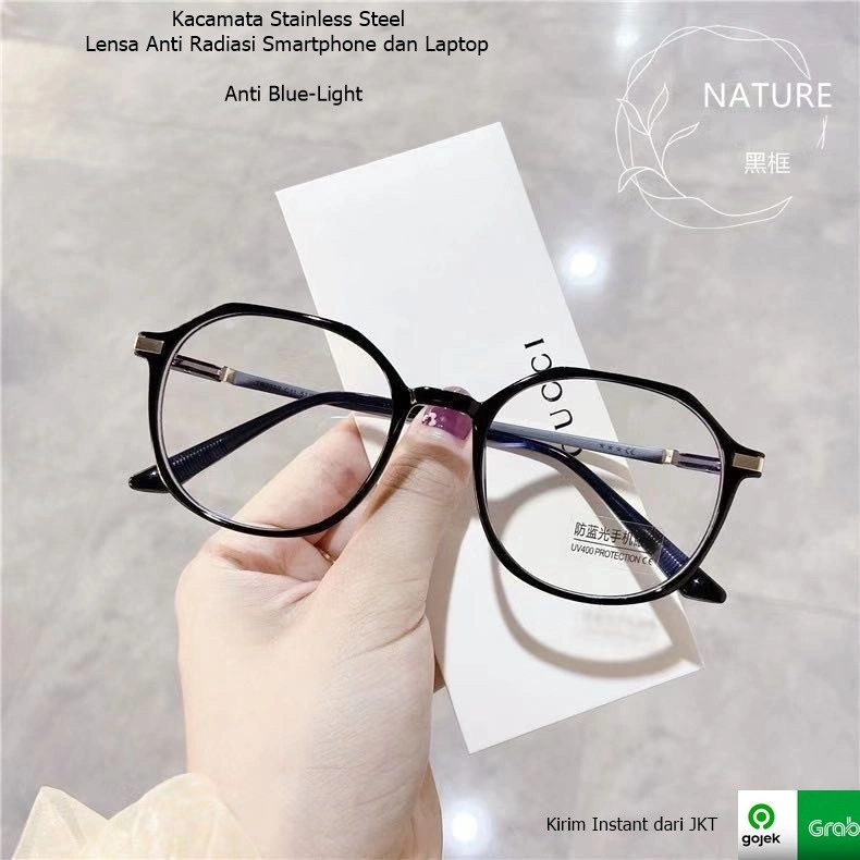 Kacamata Fashion Korea Anti Blue Light anti Radiasi Smartphone dan Laptop Model Cat Eye Zhijing-04 Normal anti radiasi kacamatamu.murah