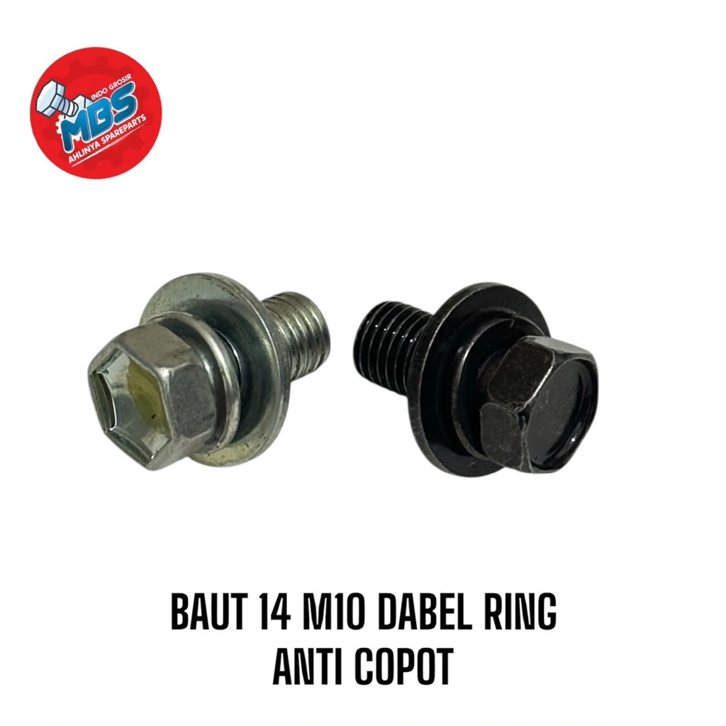 TERLARIS BAUT 14 BAUT JOK MOBIL 2 RING ANTI COPOT HITAM PUTIH M10x20
