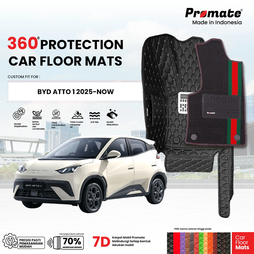 PROMATE Karpet Mobil BYD Atto 1 Tahun 2025-NOW Customfit Premium 7D Fullset Sampai Bagasi