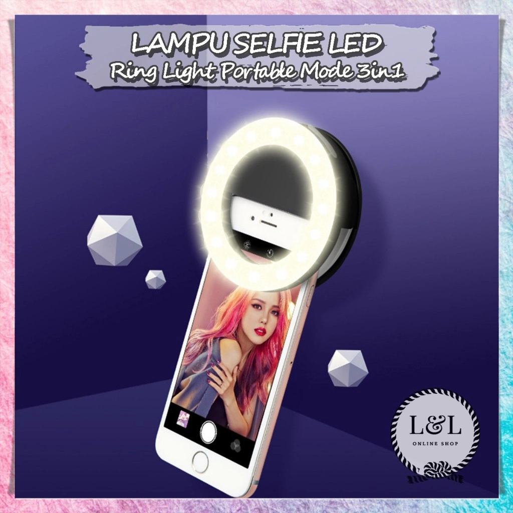Ring Light HP Led 3 Mode On Clip Camera Portable Lampu Jepit Selfie Bulat Flash Light Charm Eyes Tripod Ring