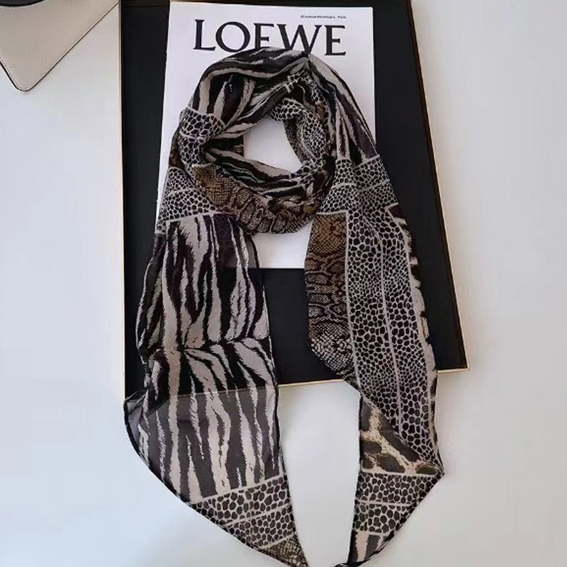 Scarf Vintage Y2k Motif Macan Untuk Wanita Scarf Tipis Scarft Halus & Elegan Aksesori Gaya Manis & Edgy Cocok