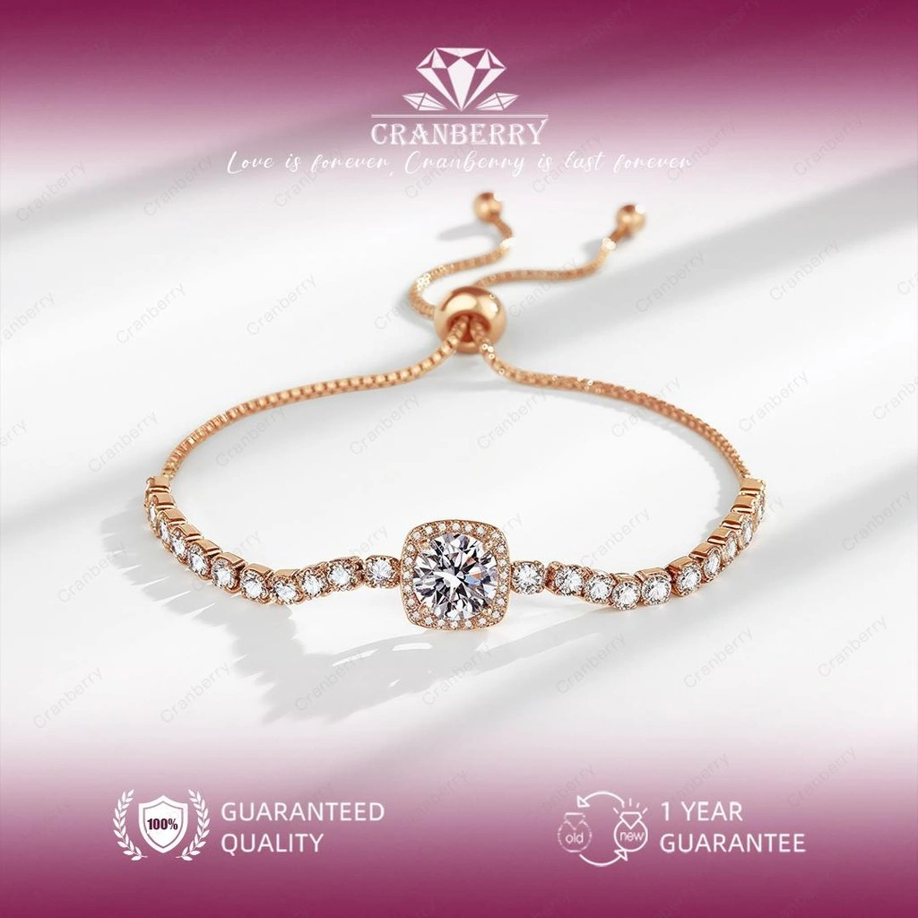 Gelang Wanita Wanita Cranberry Jewelry Premium Lapis Platinum Anti Luntur Anti Berubah Warna Garansi 1 Tahun Resmi Size Adjustable Kualitas Grade Terbaru Aksesoris Perhiasan Gelang Nikah Permata VVS1 Elegan COD B01