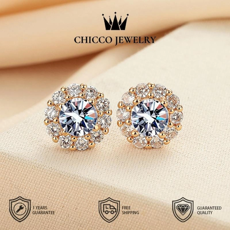 Anting Stud Bentuk Bunga Bulat Wanita Desain Sederhana Elegan Mewah Gaya Modis Serbaguna Aksesori Unik Kualitas Premium Cocok untuk Hadiah Pesta Sehari-hari dan Pernyataan Cinta CHICCO kualitas tinggi grade VVS1 5A garansi 1tahun dukung COD 230