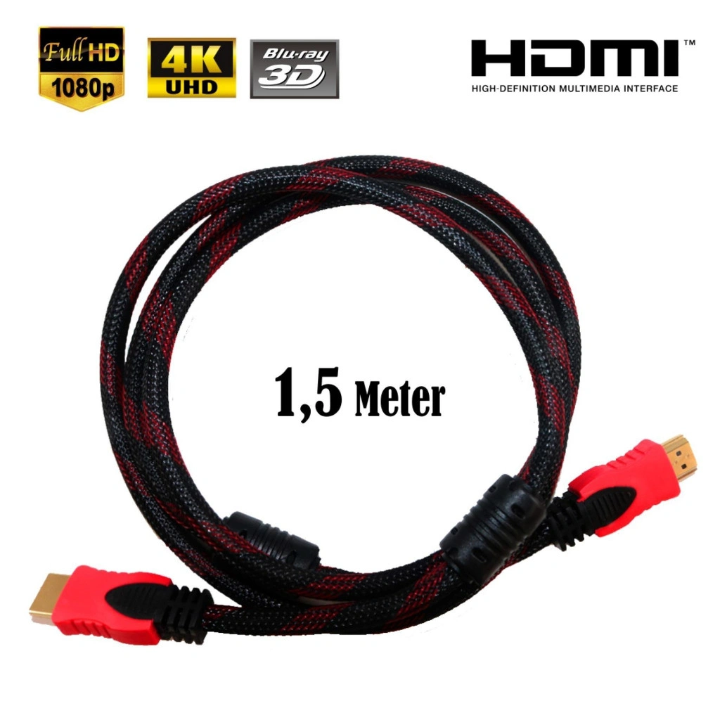 Kabel Hdmi-Hdmi Male To Male 1.5 Meter Hdmi 1,5M Support 4K 3D Gold Plate TV Proyektor PC Laptop