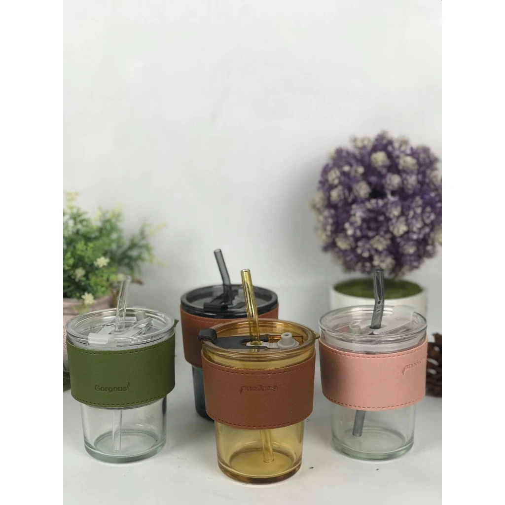 BX Gelas Cangkir Kaca Grip Tutup Bening Transparan 400ml 2 in 1 Sedotan BPA Free Tumblr Aesthetic My Bottle Glass Aesthetic Viral Termos Tahan Air Panas Dingin Minum Souvenir Bingkisan Hadiah Doorprize Pernikahan Nikah Nikahan Wedding Ulang Tahun Anak