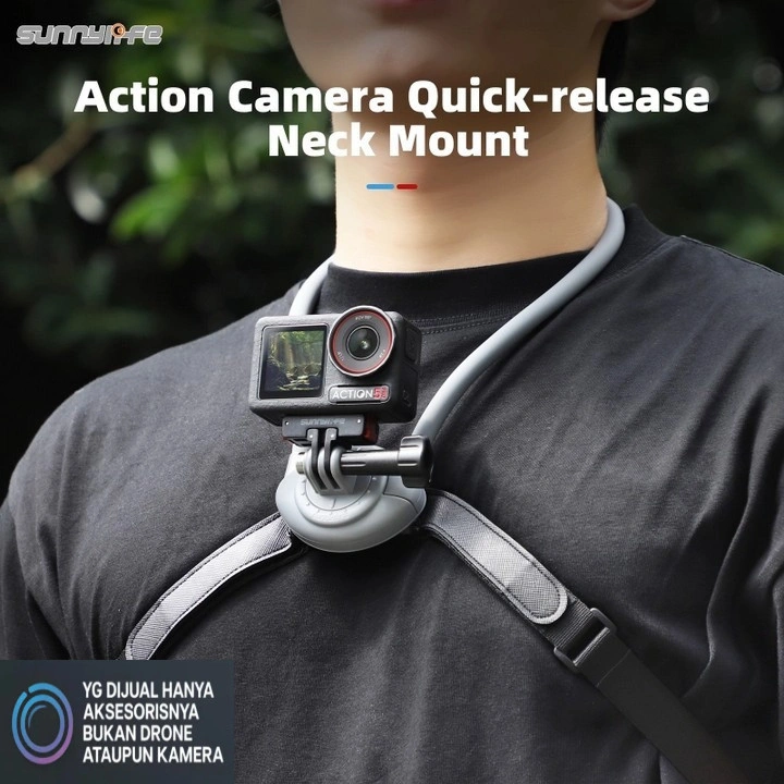 Sunnylife Neck Mount Holder Bracket with Body Strap GoPro 13 Action 5 Pro Insta360 GO 3S