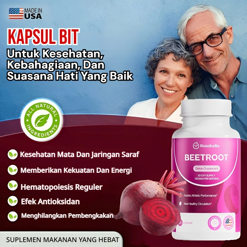 Kapsul Bit Rosabella, Suplemen Kesehatan Alami Made in USA - Bantu Kesehatan Mata, Energi, dll.