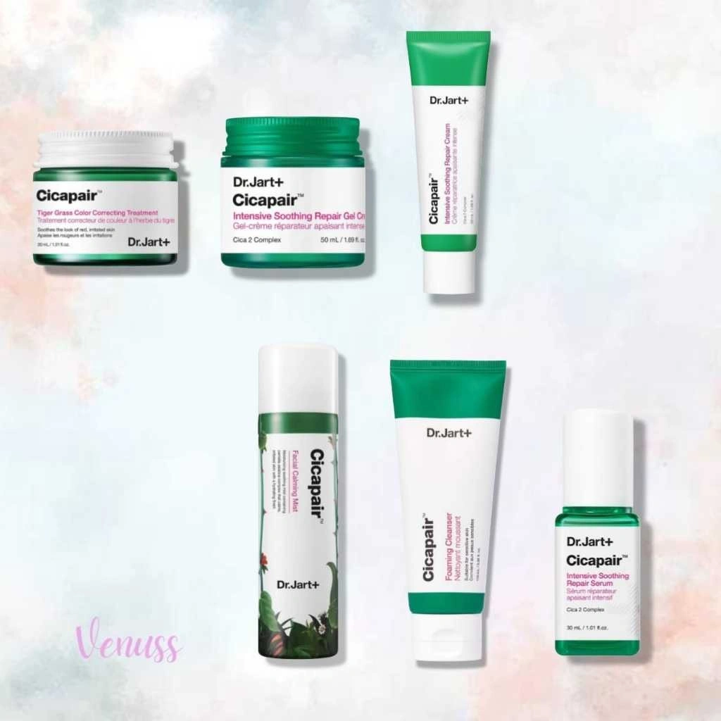 Dr jart+ Cicapair tiger grass color correcting treatment spf22 50ml | soothing cicapair repair gel cream 50ml |facial calming facial mist 150ml |intensive soothing repair cream 50ml |Dr jart Cicapair intensive soothing repair serum 30ml