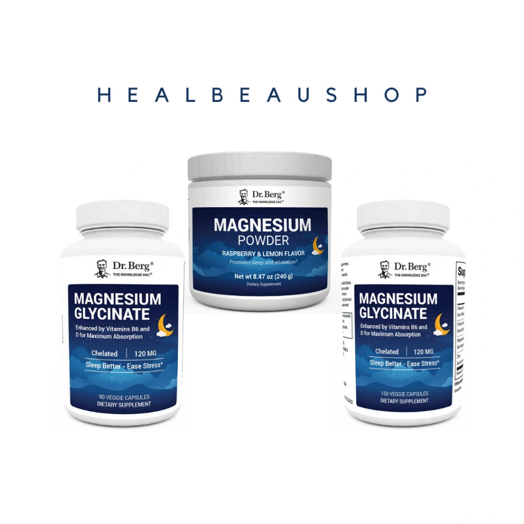 Dr. Berg Magnesium Glycinate 120mg with Vitamin D B6 Zinc 150caps Ori USA