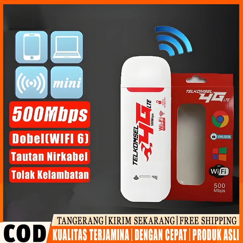 USB WiFi Modem 4G LTE 500Mbps Portable Router Hotspot Support Semua Operator GSM Telkomsel Indosat Tri Axis XL By.U Internet Cepat Stabil Multi Device untuk Rumah Kantor Sekolah Travel / Gaming Streaming TikTok YouTube WiFi Unlimited Wireless Termurah COD