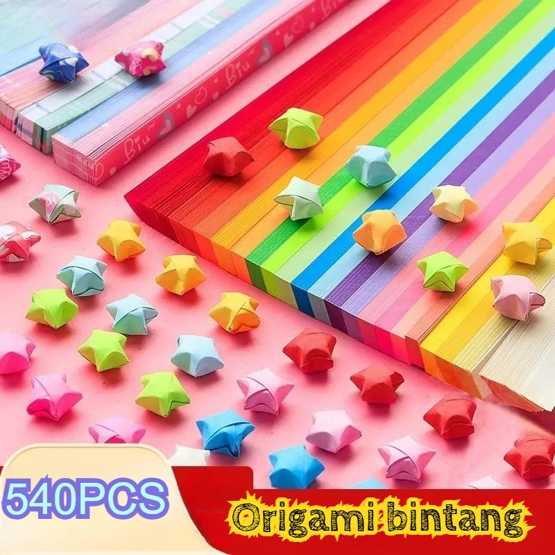 Kertas Origami Bintang Glow in the Dark - Warna Gradient Double Sided, Untuk Kerajinan Lipat Bintang & DIY Art