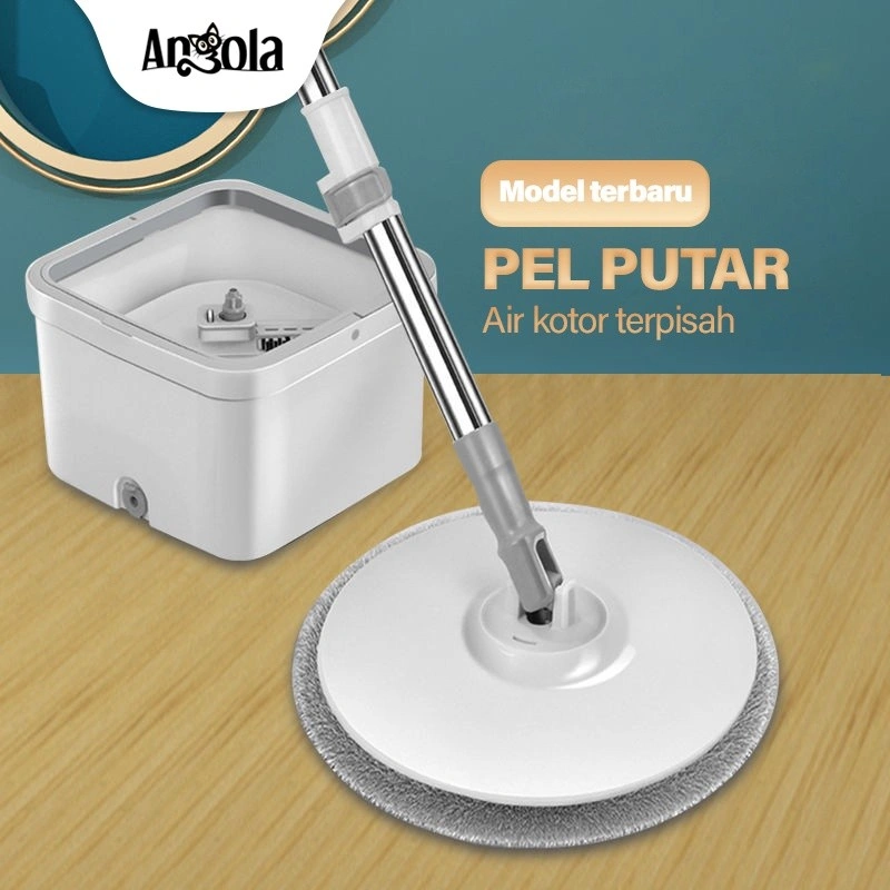 [SPESIAL] ANGOLA Spin Mop D03 Alat Pel Lantai Kain Pel Alat Pembersih Praktis Pel-pelan Otomatis