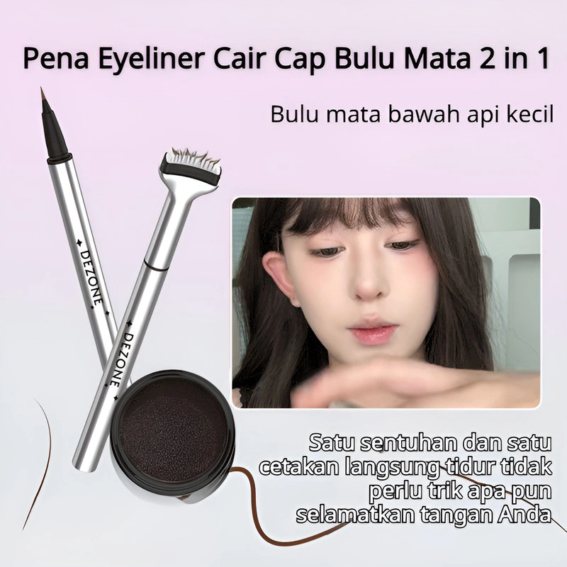 Stempel + Eyeliner Cair 2-in-1 Anti Air 24 Jam – Wing Perfect 3 Detik, Tidak Luntur & Smudge-proof, Warna Hitam Matte, Ujung 0,1 mm Cocok Pemula, 1 Set, BPOM Halal, COD, Siap Kirim Seluruh Indonesia
