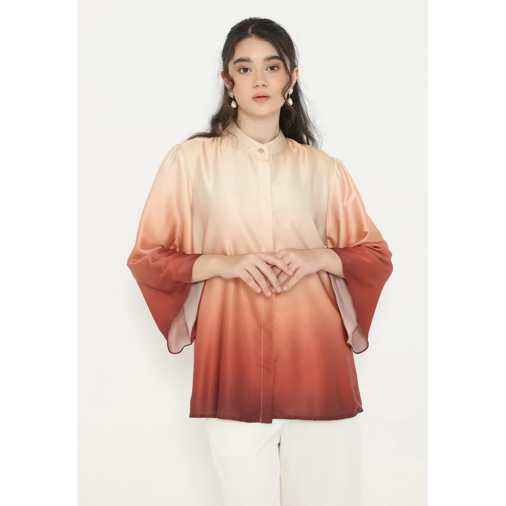 Blus Wanita Kerah Sanghai Blouse Ocean Rust gradation In Teracota By Brilliant Girl