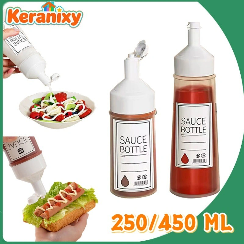 Keranixy Botol Saus Plastik Botol Sauce Anti Debu Botol Saus 1 Lubang Tomat Kecap Sambal Mayonaise Wadah Bumbu